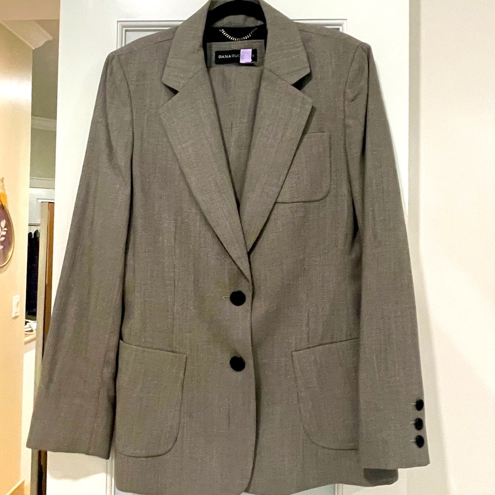 Dana Buchman Pant Suit 2-Piece Jacket/Blazer Suit Size 14  Blk/Brwn [#0022]